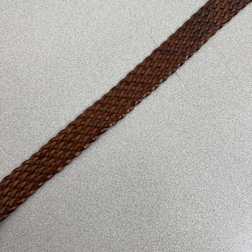 Vtg Coach Belt Women Medium British Tan Braided Woven Leather Boho Wide 3851